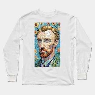 Sunflowers Mosaic: Van Gogh Inspired Portrait Long Sleeve T-Shirt